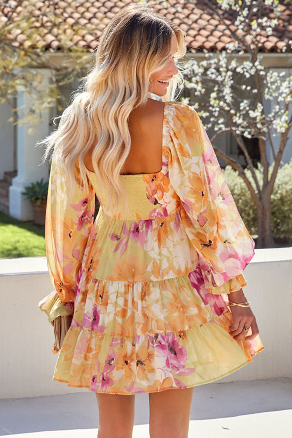 Womens Square Neck Puffy Sleeve Smocked Babydoll Dress Floral Flowy Sh PinkQueenShop Womens Square Neck Puffy Sleeve Smocked Babydoll Dress Floral Flowy Sh PinkQueenShop