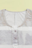 Khaki Ladies Tie Dyed Buttoned Round Neck Tank Top LC2562614-16