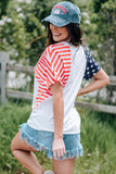 White 4th of July Shirts for Women V Neck US Stars and Stripes Tee LC25215200-1