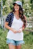 White 4th of July Shirts for Women V Neck US Stars and Stripes Tee LC25215200-1