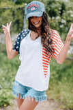 White 4th of July Shirts for Women V Neck US Stars and Stripes Tee LC25215200-1