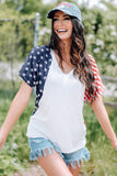 White 4th of July Shirts for Women V Neck US Stars and Stripes Tee LC25215200-1