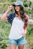 White 4th of July Shirts for Women V Neck US Stars and Stripes Tee LC25215200-1