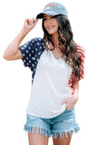 White 4th of July Shirts for Women V Neck US Stars and Stripes Tee LC25215200-1