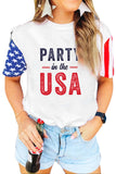 Multicolor PARTY In The USA Flag Color Block T-Shirt Basic Short Sleeve Tops LC25217248-22