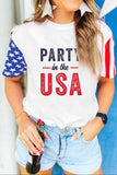 Multicolor PARTY In The USA Flag Color Block T-Shirt Basic Short Sleeve Tops LC25217248-22