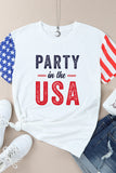 Multicolor PARTY In The USA Flag Color Block T-Shirt Basic Short Sleeve Tops LC25217248-22