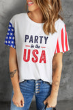 Multicolor PARTY In The USA Flag Color Block T-Shirt Basic Short Sleeve Tops LC25217248-22