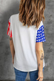 Multicolor PARTY In The USA Flag Color Block T-Shirt Basic Short Sleeve Tops LC25217248-22