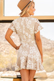 Apricot White Mini Dress Wrap V Neck Floral Lace Short Dress LC224799-18