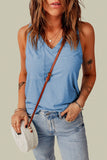 Sky Blue Casual V Neck Racerback Tank Top with Pocket LC256544-4