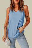 Sky Blue Casual V Neck Racerback Tank Top with Pocket LC256544-4