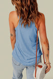 Sky Blue Casual V Neck Racerback Tank Top with Pocket LC256544-4