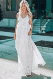 Beige White Lace Dress Floral Crochet Ruffled Long Dress for Women LC619070-15
