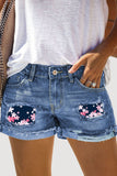 Women Blossom Mid Rise Shorts Distressed Ripped Frayed Denim Shorts