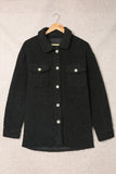 Black Women's Flap Pockets Long Sleeve Warm Teddy Coat LC854089-2