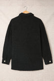 Black Women's Flap Pockets Long Sleeve Warm Teddy Coat LC854089-2