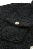 Black Women's Flap Pockets Long Sleeve Warm Teddy Coat LC854089-2