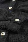 Black Women's Flap Pockets Long Sleeve Warm Teddy Coat LC854089-2
