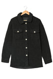 Black Women's Flap Pockets Long Sleeve Warm Teddy Coat LC854089-2