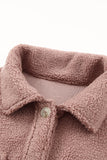 Pink Women's Flap Pockets Long Sleeve Warm Teddy Coat LC854089-10