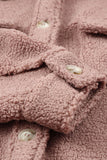 Pink Women's Flap Pockets Long Sleeve Warm Teddy Coat LC854089-10