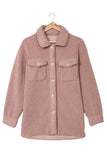 Pink Women's Flap Pockets Long Sleeve Warm Teddy Coat LC854089-10