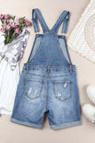 LC784560-4-S, LC784560-4-M, LC784560-4-L, LC784560-4-XL, LC784560-4-2XL, Sky Blue Women's Ripped Short Casual Overalls Bib Overalls Shorts Romper