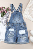 LC784560-4-S, LC784560-4-M, LC784560-4-L, LC784560-4-XL, LC784560-4-2XL, Sky Blue Women's Ripped Short Casual Overalls Bib Overalls Shorts Romper