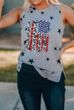 Gray American Flag Tank Tops Star Print Graphic 4th of July Shirt Tops LC2567053-11