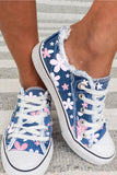 Womens Canvas Shoes Floral Print Low Cut Lace up Walking Shoes