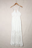 White White Maxi Dress Lace Crisscross Backless Cocktail Party Maxi Long Dress LC619278-1