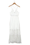 White White Maxi Dress Lace Crisscross Backless Cocktail Party Maxi Long Dress LC619278-1