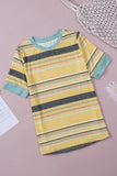 Stripe Womens Multicolor Stripes Crew Neck T Shirt LC25114092-19