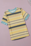 Stripe Womens Multicolor Stripes Crew Neck T Shirt LC25114092-19