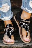 Women's Skull Print Flat Sandals Casual Shoes