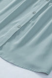 LC2552187-4-S, LC2552187-4-M, LC2552187-4-L, LC2552187-4-XL, LC2552187-4-2XL, Sky Blue Solid Color Button Up Puff Sleeve Blouse