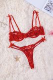 LC35395-3-S, LC35395-3-M, LC35395-3-L, Red Valentine Day 2 Piece Sexy Heart Bowknot Push Up Lingerie Set Bralette Bra and Panty