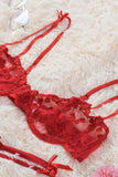 LC35395-3-S, LC35395-3-M, LC35395-3-L, Red Valentine Day 2 Piece Sexy Heart Bowknot Push Up Lingerie Set Bralette Bra and Panty