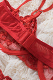 LC35395-3-S, LC35395-3-M, LC35395-3-L, Red Valentine Day 2 Piece Sexy Heart Bowknot Push Up Lingerie Set Bralette Bra and Panty