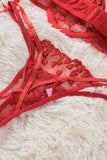 LC35395-3-S, LC35395-3-M, LC35395-3-L, Red Valentine Day 2 Piece Sexy Heart Bowknot Push Up Lingerie Set Bralette Bra and Panty