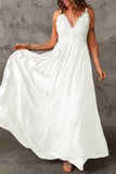 White White Long Dress Lace Crochet Backless Maxi Dress LC619899-1