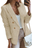 LC852370-16-S, LC852370-16-M, LC852370-16-L, LC852370-16-XL, LC852370-16-2XL, Khaki Double Breasted Lapel Blazers Women's Casual Office Long Sleeve Jacket