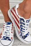 Women’s Canvas Shoes Low Top USA Flag Print Sneakers Slip on Walking Shoe