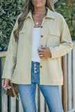 LC8511383-18-S, LC8511383-18-M, LC8511383-18-L, LC8511383-18-XL, LC8511383-18-2XL, Apricot Womens Boyfriend Shirt Ribbed Shacket Loose Fit Long Sleeve Tops