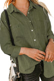 LC2551585-9-S, LC2551585-9-M, LC2551585-9-L, LC2551585-9-XL, LC2551585-9-2XL, Green Womens Denim Jacket Button Down Long Sleeve Shirts Blouses Tops