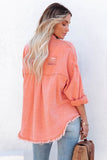 Orange Womens Overdsizd Distressed Fringe Trim Denim Jacket LC854103-14