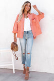 Orange Womens Overdsizd Distressed Fringe Trim Denim Jacket LC854103-14