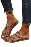 Women Leopard Pattern Open Toe Double Strap Summer Slippers Shoes