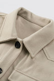 Khaki Women's Lapel Button Down Coat Winter Belted Coat with Pockets LC8511359-16